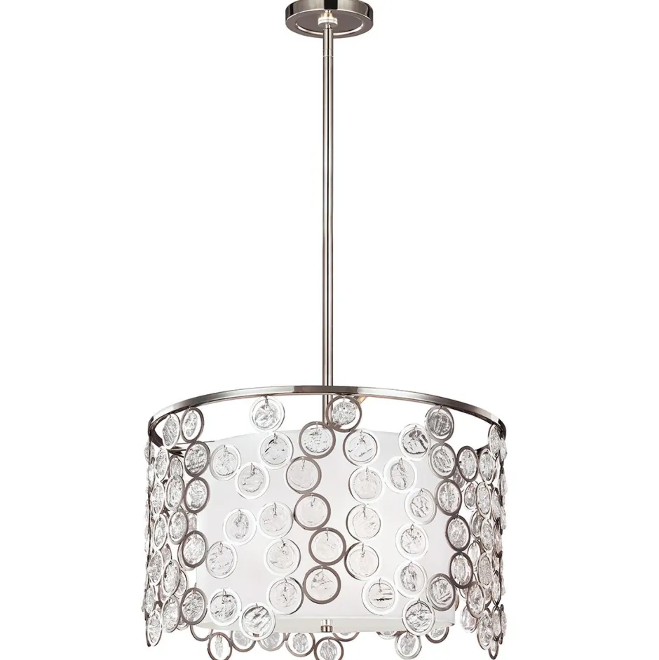 Elstead Deckenleuchte CASTELO in Nickel Glas Seide Lampe< Deckenleuchten|Moderne Lampen