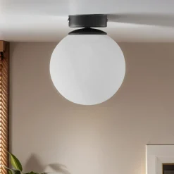 TK Lighting Deckenleuchte E27 Schwarz Weiß Glas Metall Modern< Glaslampen|Metall Lampen