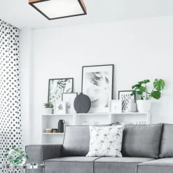 Lamkur Deckenleuchte eckig B: 48 cm Holz Metall für 4x E27< Deckenleuchten|Esszimmer Lampen