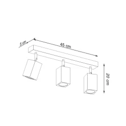 Sollux Deckenleuchte 3-flammig 45 cm lang Holz GU10 BASILEA< Holzlampen|Moderne Lampen