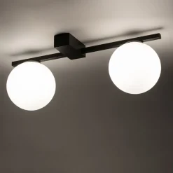 Nowodvorski Deckenleuchte 2-flammig G9 48 cm lang Schwarz Weiß Glas Kugel< Deckenleuchten|Flurlampen