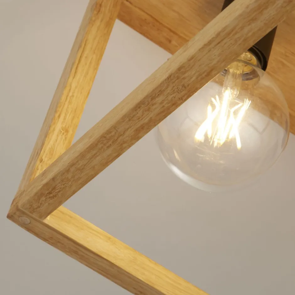 Searchlight Deckenleuchte 4-flammig Natur Schwarz E27 Holz Metall< Deckenleuchten|Flurlampen