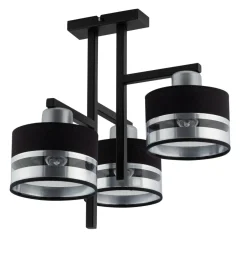 Deckenleuchten|Moderne Lampen*Sigma Deckenleuchte 3-flammig Schwarz Silber L:42 cm stilvoll