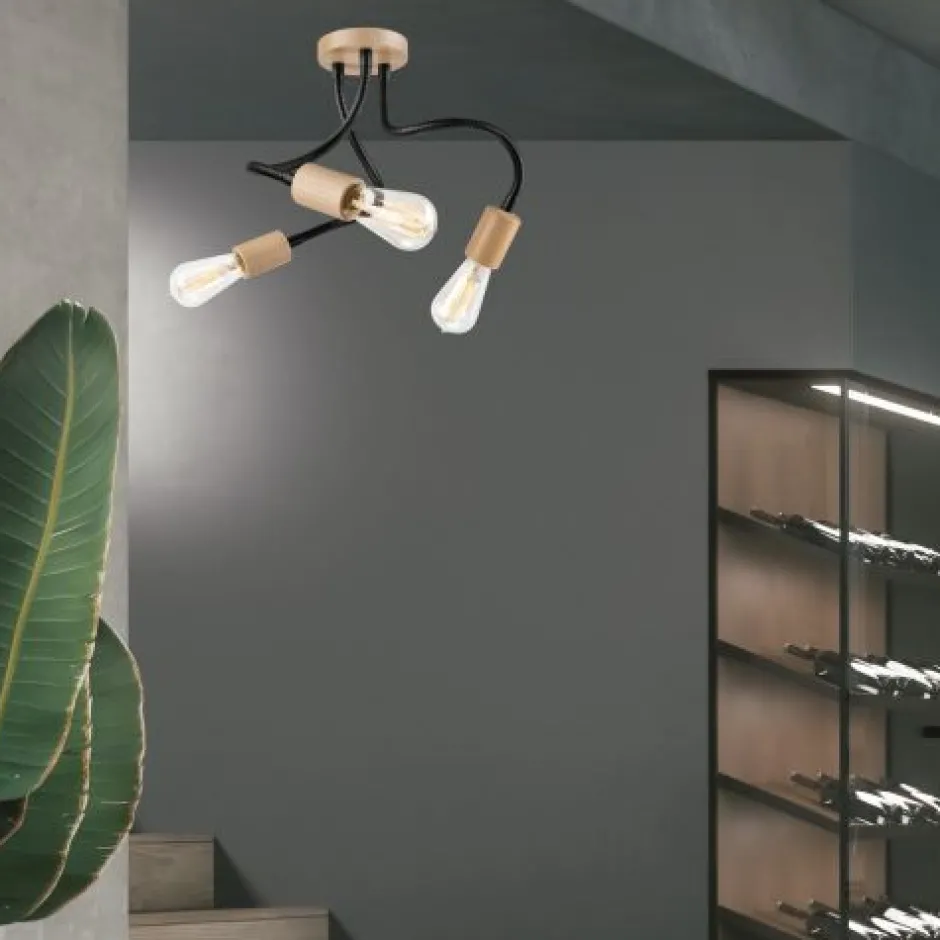 Deckenleuchten|Flurlampen*Lamkur Deckenleuchte flexibel Schwarz Modern Wohnzimmer