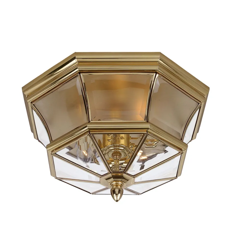 Vintage Lampen|Messinglampen*Elstead Deckenleuchte für Außen Messing Glas IP44 Vintage