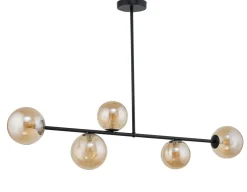 Deckenleuchten|Kugellampen*Sigma Deckenleuchte Glas Bernstein Metall Schwarz G9 blendarm