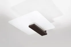 Sollux Deckenleuchte Glas Holz blendarm 2x E27 flach wohnlich< Wohnzimmerlampen|Glaslampen