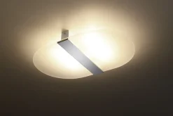 Flurlampen|Bürolampen*Sollux Deckenleuchte Glas Metall 45 cm lang Weiß Chrom 4x G9