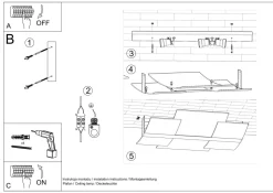 Sollux Deckenleuchte Glas Metall 61 cm lang blendarm flach 3x E27< Deckenleuchten|Flurlampen