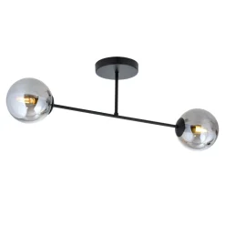 Emibig Deckenleuchte Glas Metall Grau Schwarz 55 cm 2x E14< Deckenleuchten|Flurlampen