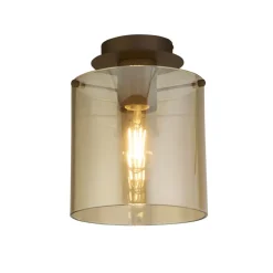 Flurlampen|Wohnzimmerlampen*Searchlight Deckenleuchte Glas Metall in Mokka Bernstein L:22 cm