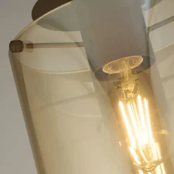 Flurlampen|Wohnzimmerlampen*Searchlight Deckenleuchte Glas Metall in Mokka Bernstein L:22 cm