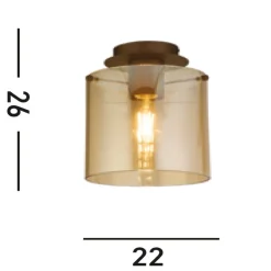 Flurlampen|Wohnzimmerlampen*Searchlight Deckenleuchte Glas Metall in Mokka Bernstein L:22 cm