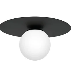 Deckenleuchten|Flurlampen*Luminex Deckenleuchte Glas Metall Schwarz Ø35 cm rund blendarm