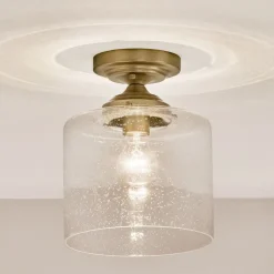 Elstead Deckenleuchte Glas Metall E27 Ø 21,6 cm in Messing klein< Deckenleuchten|Flurlampen