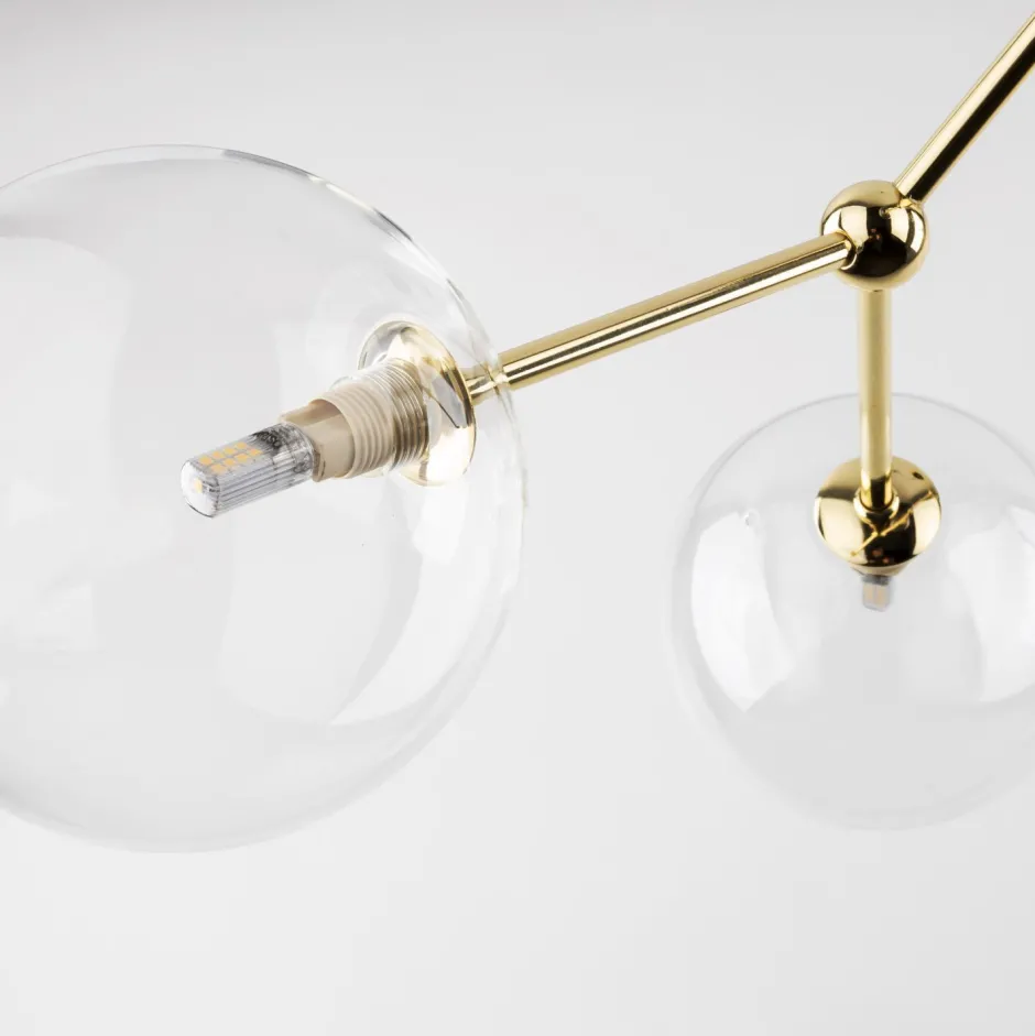 Deckenleuchten|Badezimmer Lampe*TK Lighting Deckenleuchte Glas Metall 107 cm lang in Gold G9 6-flammig