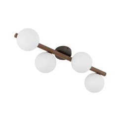 TK Lighting Deckenleuchte Glas Metall Holz 65 cm lang Weiß Braun 4x G9< Deckenleuchten|Flurlampen