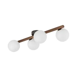 TK Lighting Deckenleuchte Glas Metall Holz 65 cm lang Weiß Braun 4x G9< Deckenleuchten|Flurlampen