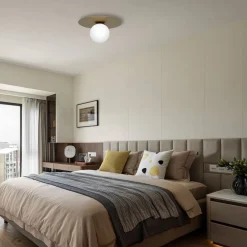 Deckenleuchten|Badezimmer Lampe*Luminex Deckenleuchte Glas Metall Gold Ø35 cm rund E14 blendarm