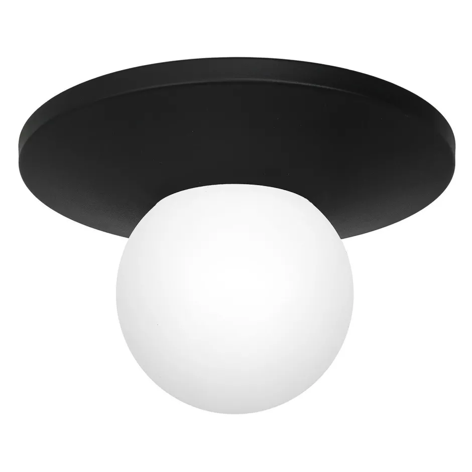 Deckenleuchten|Badezimmer Lampe*Luminex Deckenleuchte Glas Metall Schwarz Ø29 cm E14 blendarm