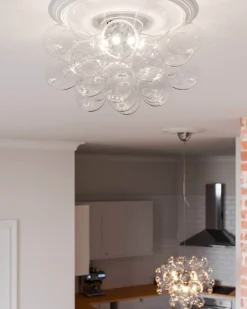 By Rydéns Deckenleuchte Glas Schirme B: 50 cm Chrom 6x G9 Modern< Deckenleuchten|Flurlampen