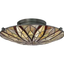 Elstead Deckenleuchte Glas Tiffany Stil Ø42cm rund SANSA< Deckenleuchten|Flurlampen