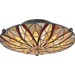 Elstead Deckenleuchte Glas Tiffany Stil Ø42cm rund SANSA< Deckenleuchten|Flurlampen