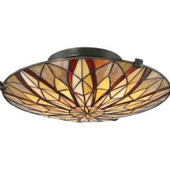 Elstead Deckenleuchte Glas Tiffany Stil Ø42cm rund SANSA< Deckenleuchten|Flurlampen