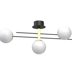 Deckenleuchten|Badezimmer Lampe*Luminex Deckenleuchte Glaskugeln Schwarz Weiß Gold L:88 cm E27