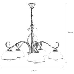 Hängelampen|Esszimmer Lampen*Emibig Deckenleuchte Gold Antik Weiß Glasschirm 5-flammig