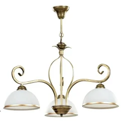 Emibig Deckenleuchte Gold Antik Weiß Glasschirm 3-flammig< Hängelampen|Esszimmer Lampen