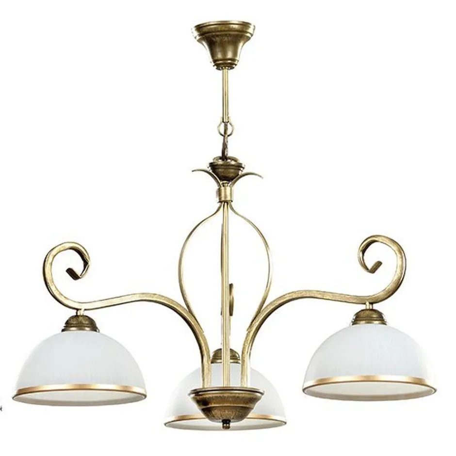 Emibig Deckenleuchte Gold Antik Weiß Glasschirm 3-flammig< Hängelampen|Esszimmer Lampen