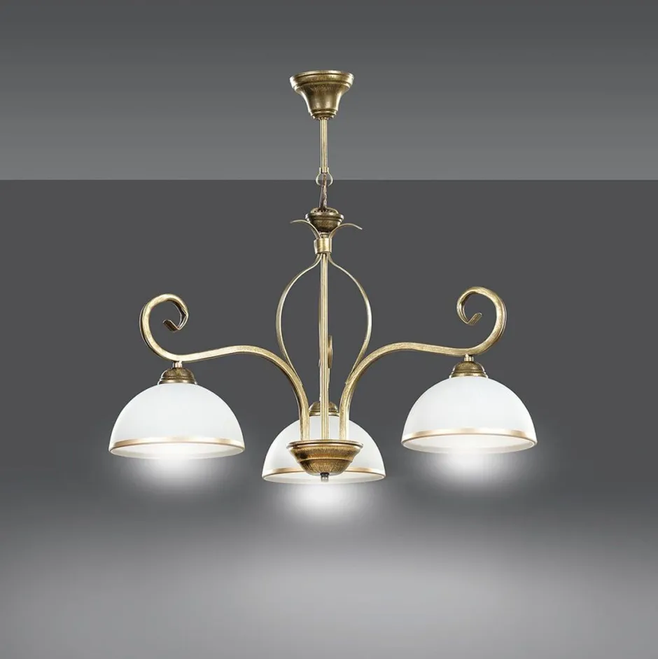 Emibig Deckenleuchte Gold Antik Weiß Glasschirm 3-flammig< Hängelampen|Esszimmer Lampen