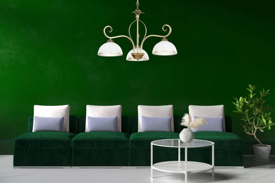 Emibig Deckenleuchte Gold Antik Weiß Glasschirm 3-flammig< Hängelampen|Esszimmer Lampen