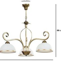 Emibig Deckenleuchte Gold Antik Weiß Glasschirm 3-flammig< Hängelampen|Esszimmer Lampen