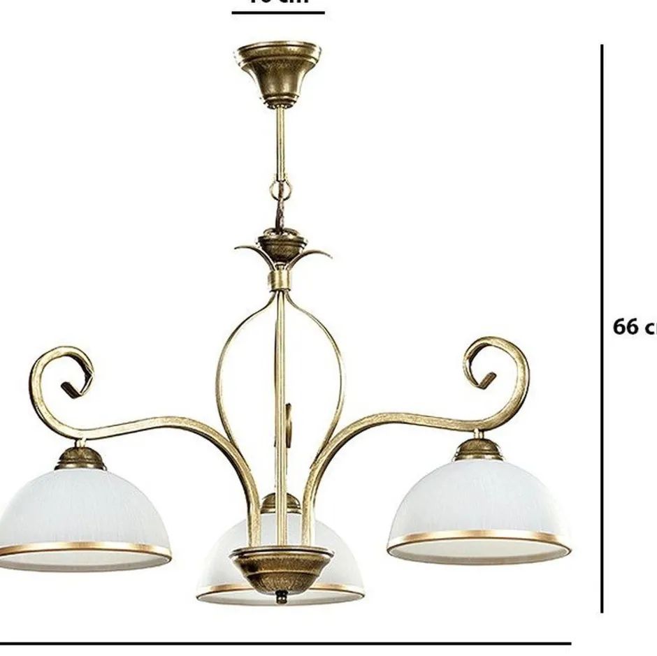 Emibig Deckenleuchte Gold Antik Weiß Glasschirm 3-flammig< Hängelampen|Esszimmer Lampen