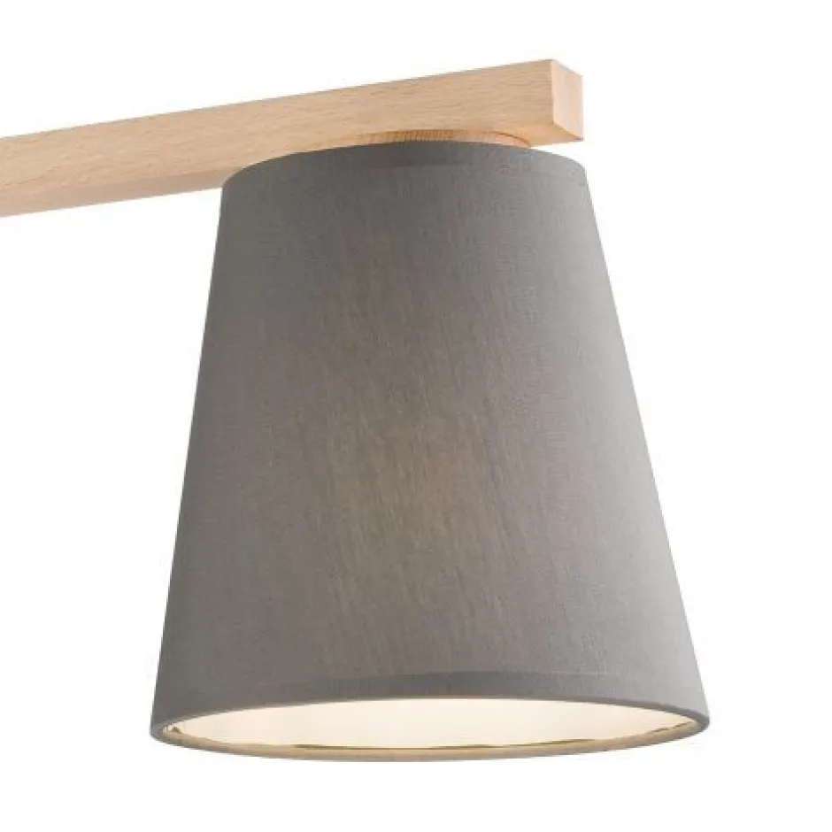 Bürolampen|Lampen Aus Aller Welt*Lamkur Deckenleuchte Grau Holz Stoff Metall Wohnzimmer