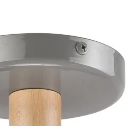 Bürolampen|Lampen Aus Aller Welt*Lamkur Deckenleuchte Grau Holz Stoff Metall Wohnzimmer