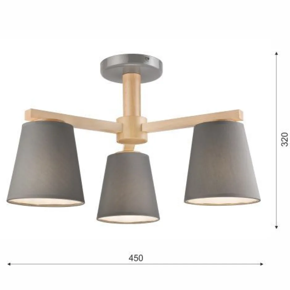 Bürolampen|Lampen Aus Aller Welt*Lamkur Deckenleuchte Grau Holz Stoff Metall Wohnzimmer