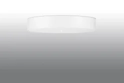 Sollux Deckenleuchte groß Ø 80 cm rund Weiß Stoff Glas 6x E27< Deckenleuchten|Flurlampen