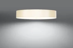 Sollux Deckenleuchte groß Ø 80 cm rund Weiß Stoff Glas 6x E27< Deckenleuchten|Flurlampen
