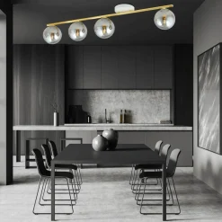 Deckenleuchten|Flurlampen*Emibig Deckenleuchte groß 100 cm lang Rauchglas Metall