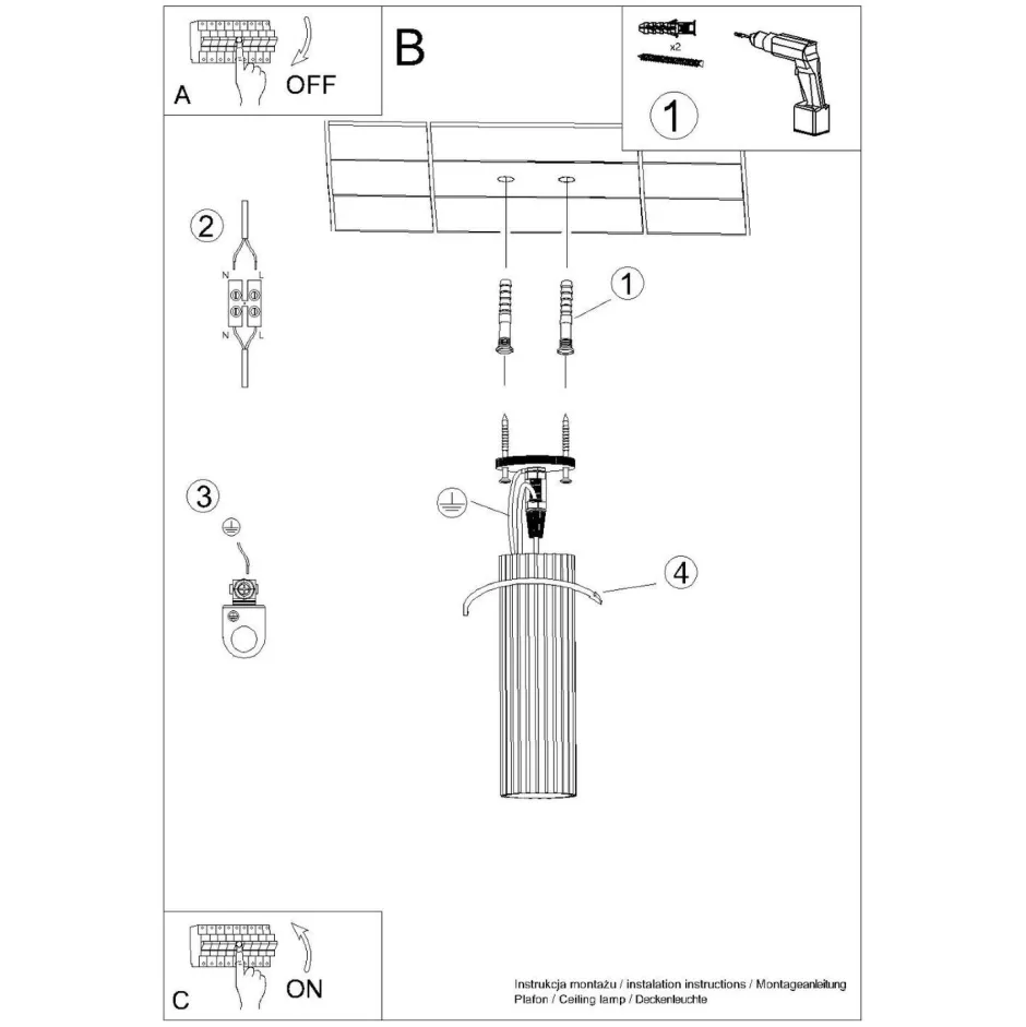 Flurlampen|Wohnzimmerlampen*Sollux Deckenleuchte GU10 Ø 6,5 cm schmal H: 20 cm in Gold Aufputz