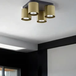 Deckenleuchten|Flurlampen*TK Lighting Deckenleuchte GU10 Schwarz Gold 4-flammig elegant