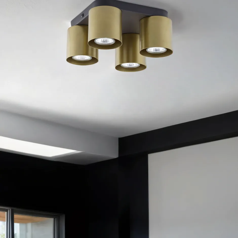 Deckenleuchten|Flurlampen*TK Lighting Deckenleuchte GU10 Schwarz Gold 4-flammig elegant