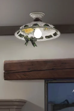 Ferroluce Deckenleuchte Handarbeit Keramik D: 33 cm E27 rund Landhaus< Wohnzimmerlampen|Keramiklampen