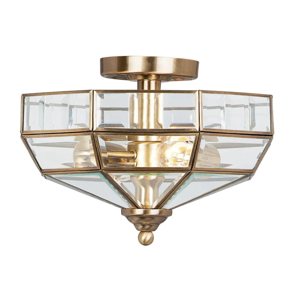 Deckenleuchten|Flurlampen*Elstead Deckenleuchte HESU Antik Messing Ø32cm 2xE27 Lampe