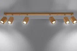 Holzlampen|Moderne Lampen*Sollux Deckenleuchte Holz 120 cm 6-flammig schwenkbar länglich