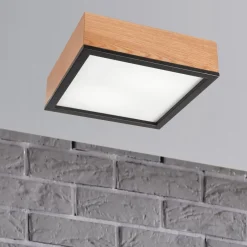 Deckenleuchten|Bürolampen*Lamkur Deckenleuchte Holz B: 31 cm klein quadratisch 2x E27