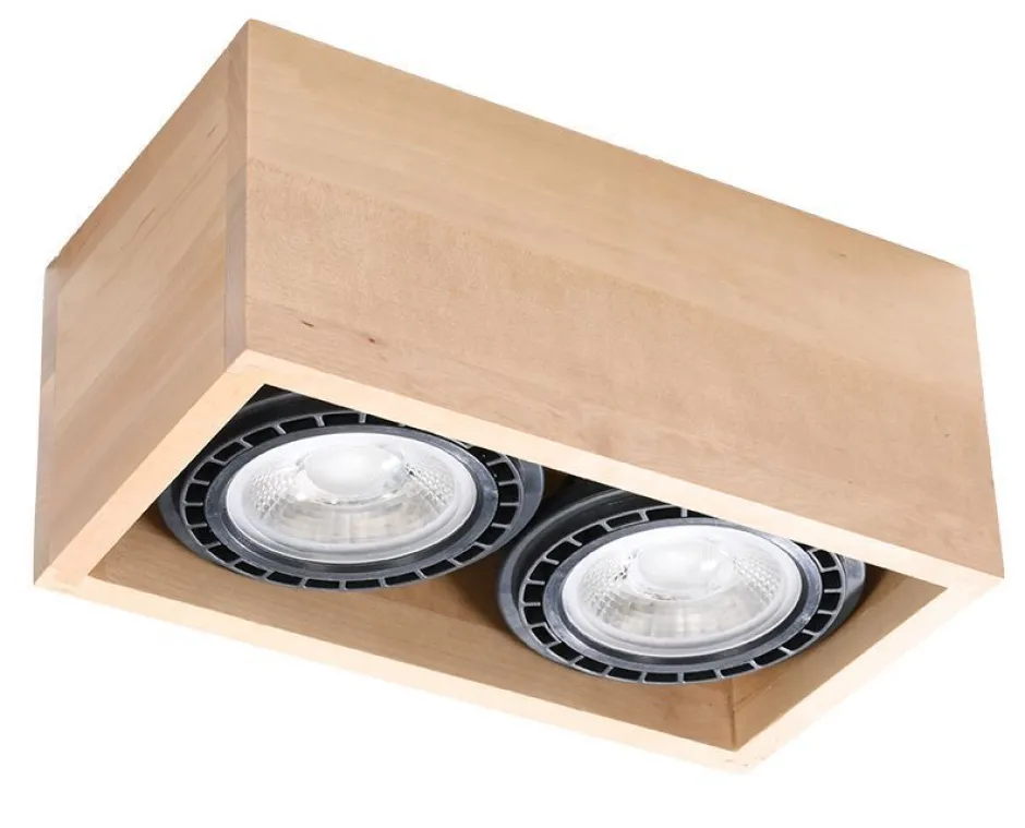 Sollux Deckenleuchte Holz eckig klein für 2x GU10 wohnlich< Holzlampen|Moderne Lampen